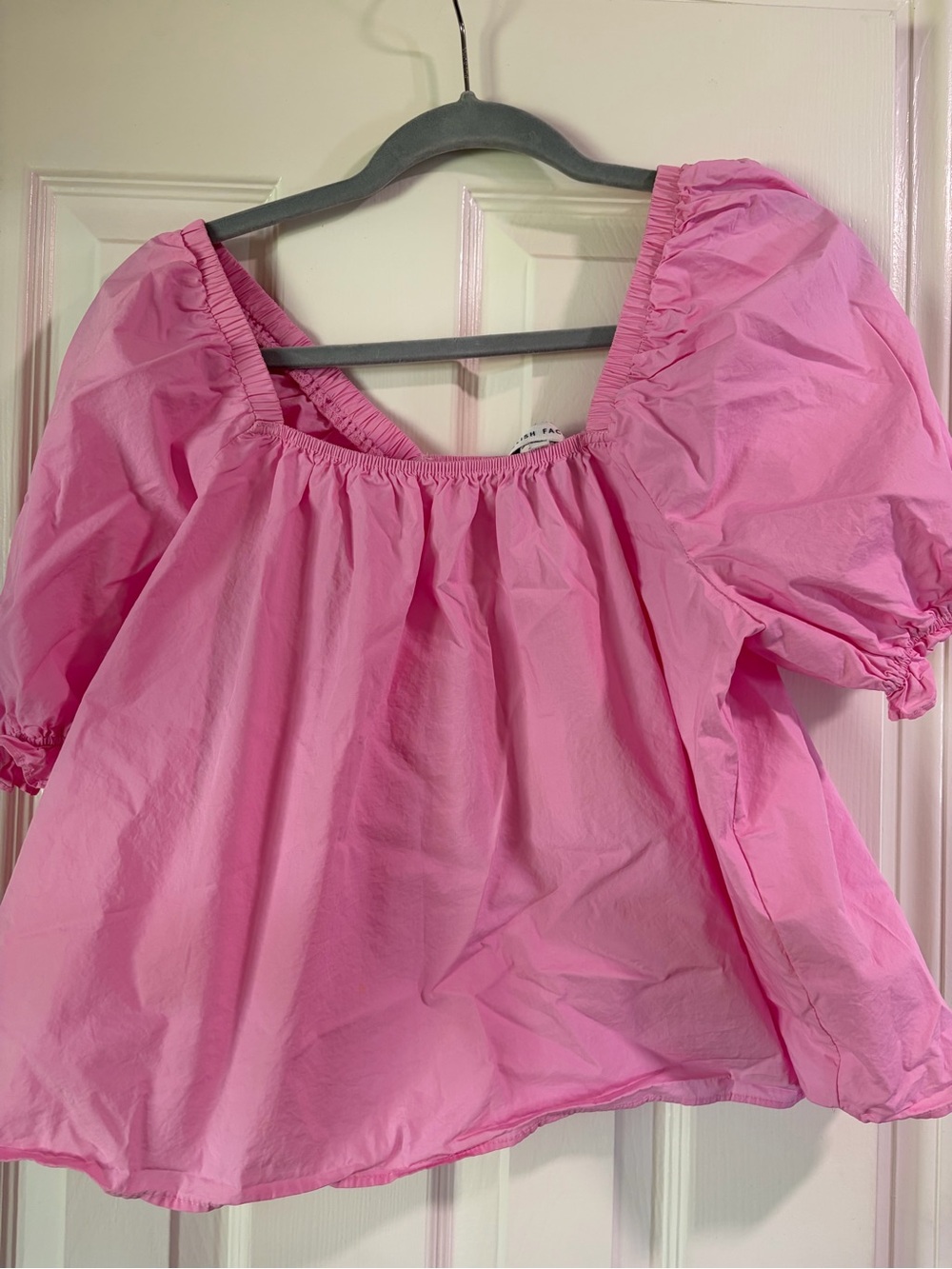 English Factory Pink Puff Sleeve Square Neck Blouse